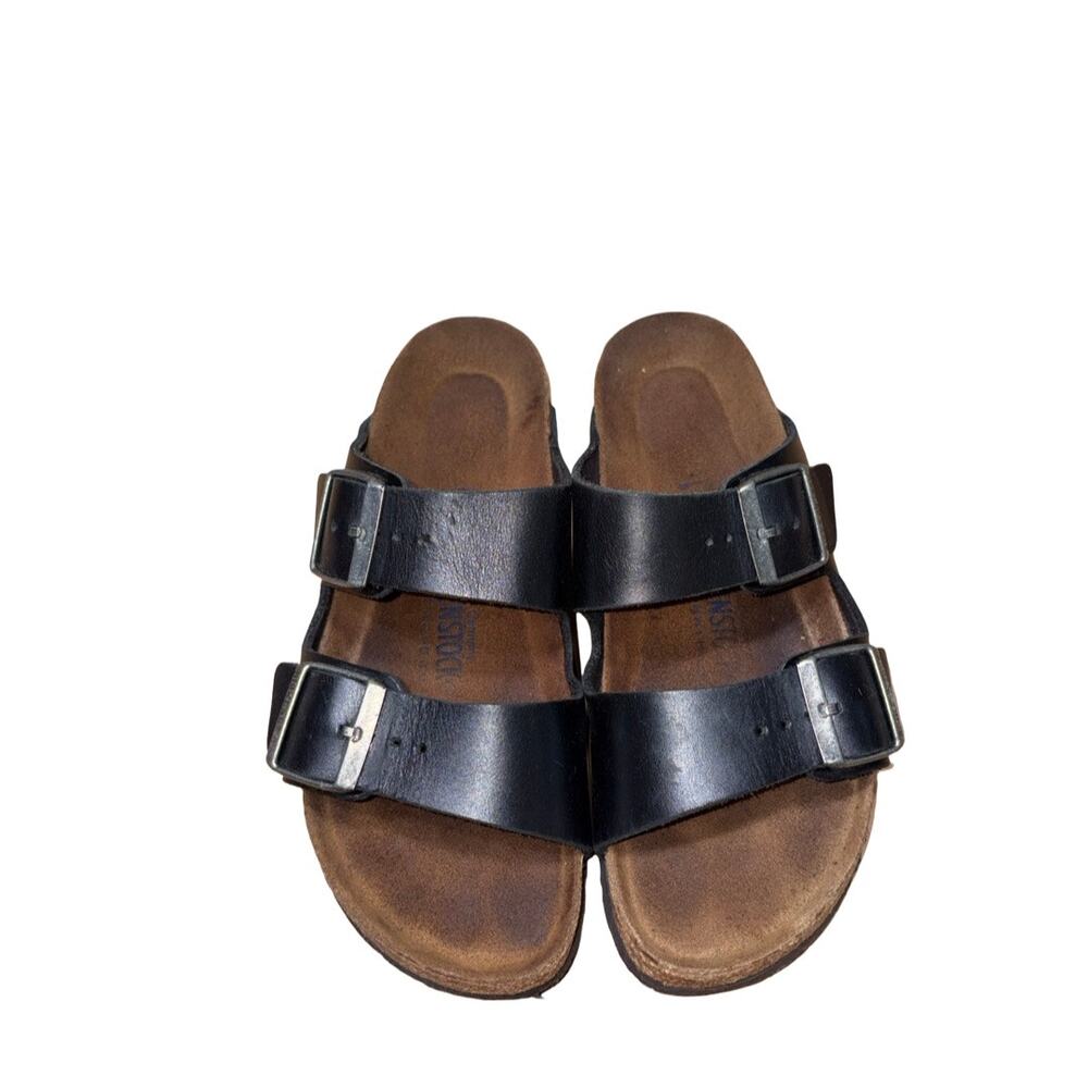 Birkenstock Arizona Black Leather Strappy Slide Sandals Size: 37 /US 6 Women's